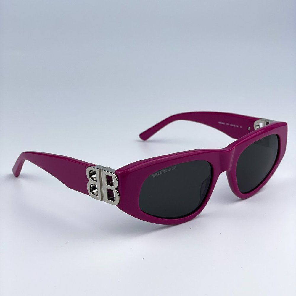 NEW Balenciaga BB0095S 017 Fuchsia Pink Silver Grey Cat Eye Unisex Sunglasses - Picture 8 of 14